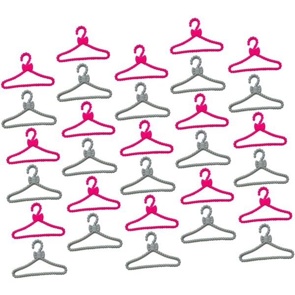 GARVALON 60 Mini Cintres per Puppenhaus, Plastica Rosa e Argento, Organizza Vestiti Bambole