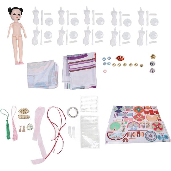 Kreativset 10 Hanfu-Schaufensterpuppen mit Stoffen und Accessoires für traditionelle chinesische Kleidung