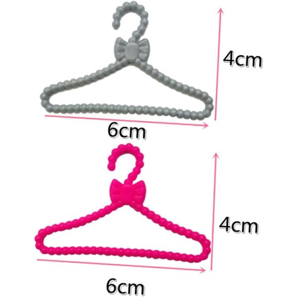 60 Mini Cintres in Plastica per Vestiti di Bambole - 30 Rosa e 30 Grigio Argento