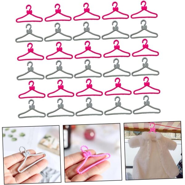 Set 60 Mini Cintres in Plastica per Abiti Casa delle Bambole, Organizer Vestiti