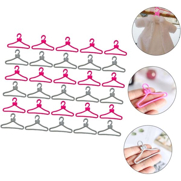 Set 60 Mini Cintres in Plastica per Abiti Casa delle Bambole, Organizer Vestiti