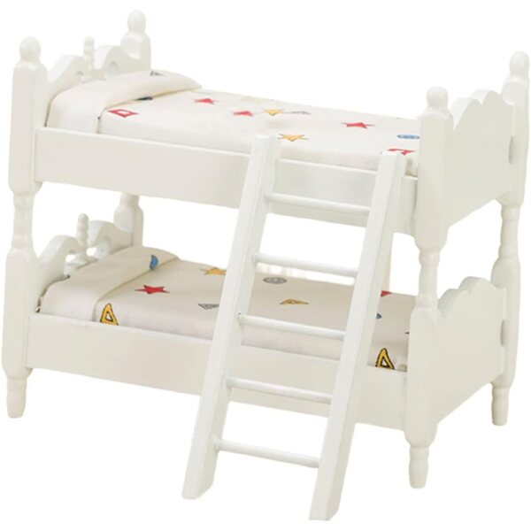 Mini Letto a Castello in Legno per Casa delle Bambole - Arredo Miniatura Beige