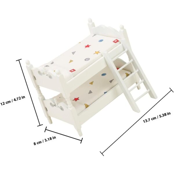 Mini Letto a Castello in Legno per Casa delle Bambole - Arredo Miniatura Beige