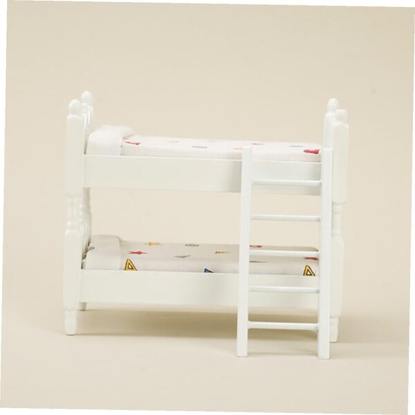 Mini Letto a Castello in Legno per Casa delle Bambole - Arredo Miniatura Beige