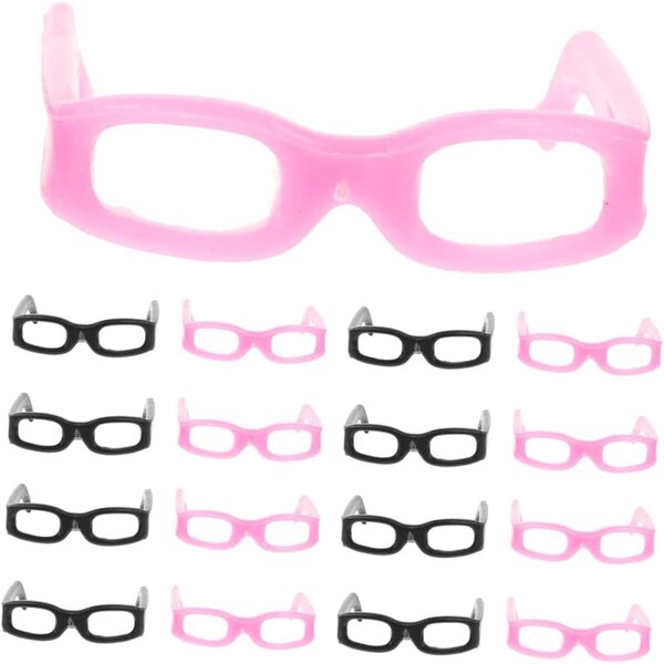 30 Mini Occhiali per Bambole Neri e Rosa - Accessori Decorativi per Giochi Creativi