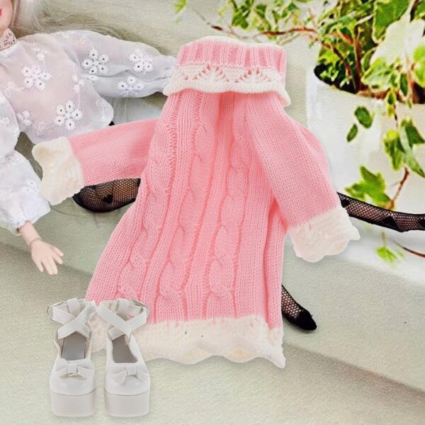 Set Abiti Invernali per Bambole 60 cm con Maglione, Cappello e Scarpe Colorate