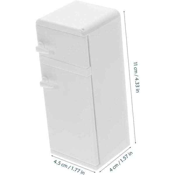 Mini Frigorifero Bianco in Miniatura per Casa delle Bambole, 4x4.5x11 cm