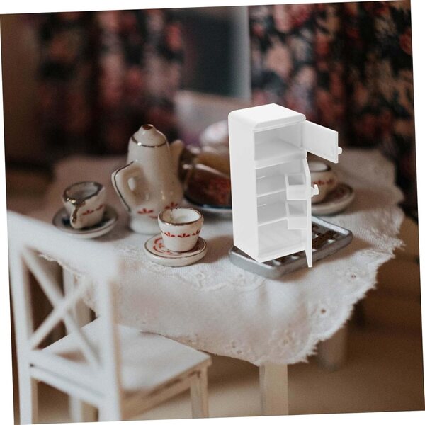 Mini Frigorifero Bianco in Miniatura per Casa delle Bambole, 4x4.5x11 cm