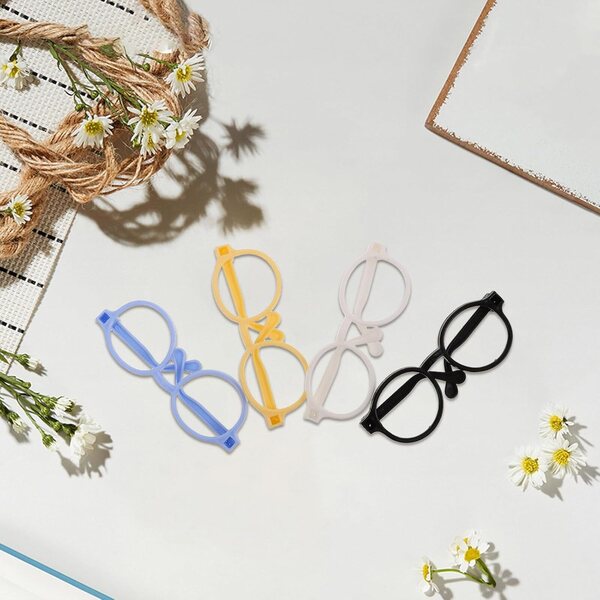 Set 4 Montature di Occhiali per Bambole in Plastica Multicolore, Accessori Creativi DIY