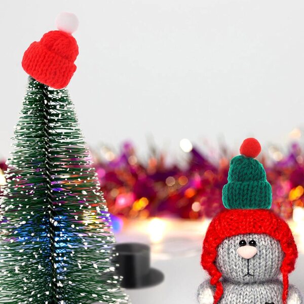 24 Mini Bonnet di Natale in Lana Multicolori per Bricolage, bamboles e Decorazioni Festive