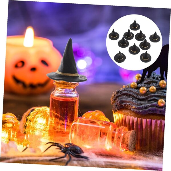 Los mit 20 schwarzen Mini-Hexenhüten 2,5 cm für Halloween- und DIY-Dekorationen