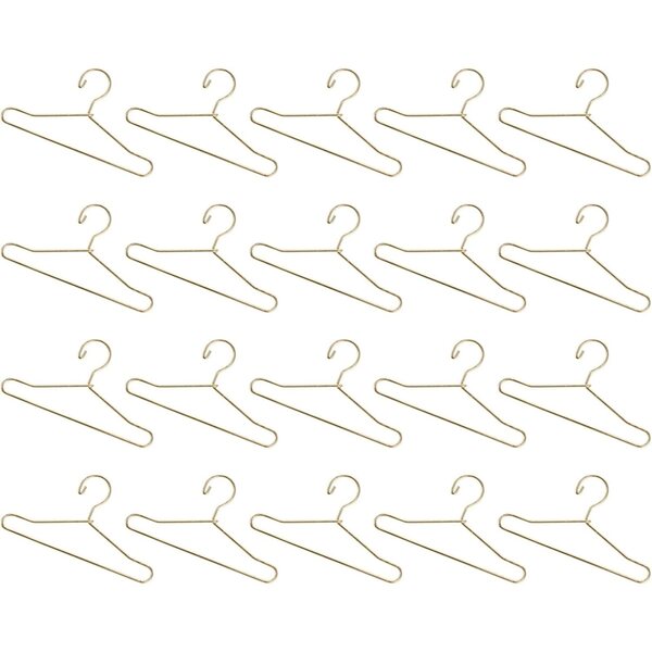 Lot 20 Mini Cintres in Metallo Dorato 6,5 cm per Vestiti di Bambole e Casa delle Bambole