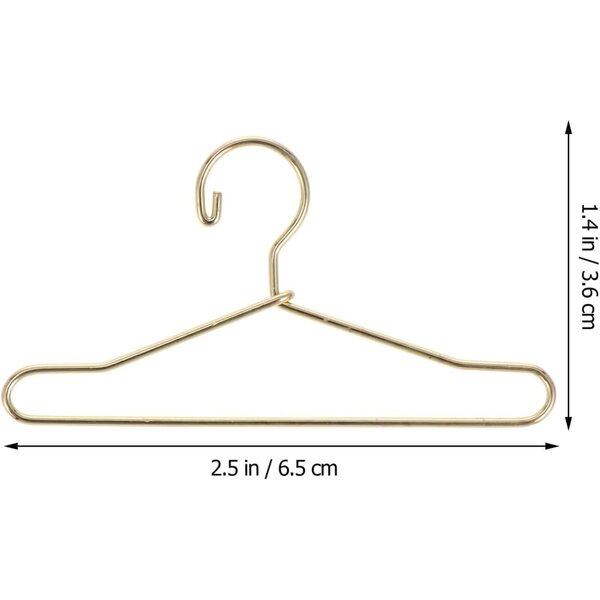 Lot 20 Mini Cintres in Metallo Dorato 6,5 cm per Vestiti di Bambole e Casa delle Bambole
