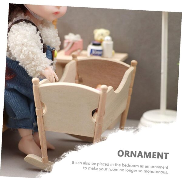 Alasum Culla per Bambole Mini in Legno Beige per Casa delle Bambole Decorativa