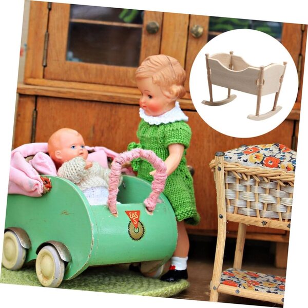 Alasum Culla per Bambole Mini in Legno Beige per Casa delle Bambole Decorativa