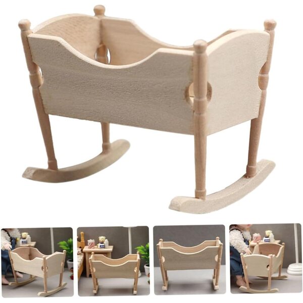 Alasum Culla per Bambole Mini in Legno Beige per Casa delle Bambole Decorativa
