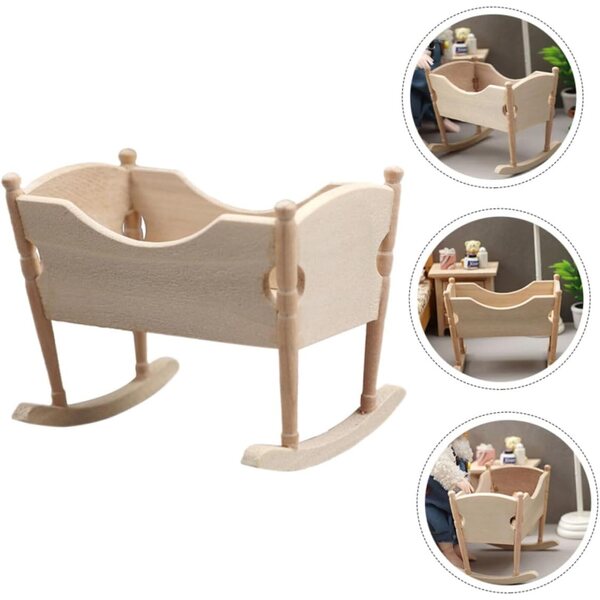 Alasum Culla per Bambole Mini in Legno Beige per Casa delle Bambole Decorativa