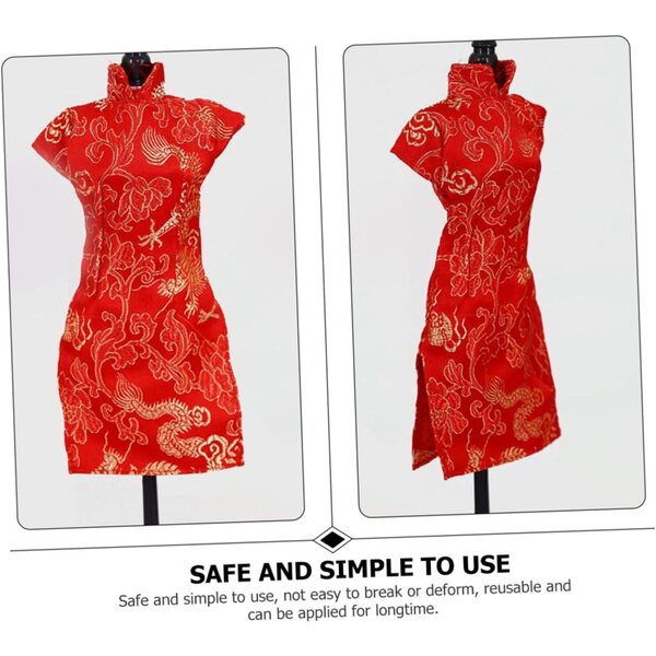 Set 3 Abiti Cheongsam per Bambole in Tessuto Riutilizzabile, Stile Cinese Tradizionale