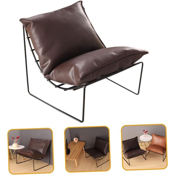 ERINGOGO 2 Pezzi Mini Sedie in Lega e Pelle Marrone per Mini Casa e Decorazioni
