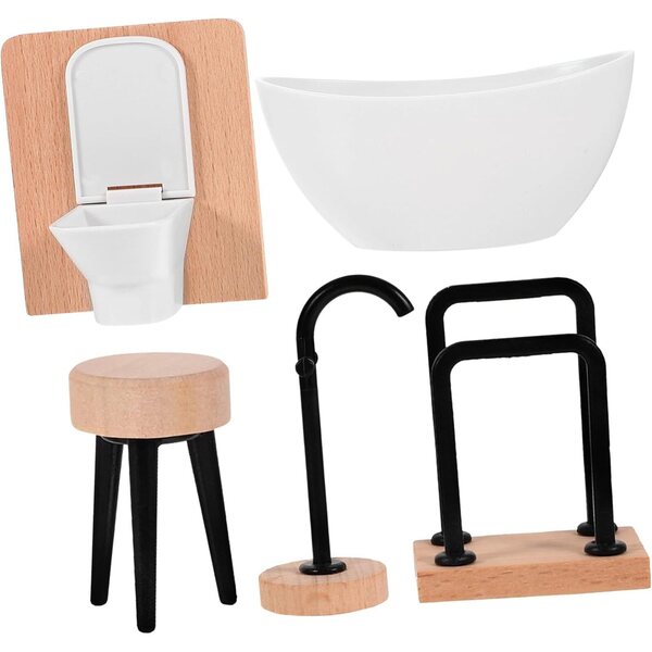 Set 5 pezzi arredo bagno in miniatura per casa delle bambole scala 1:12 LRXIYODE