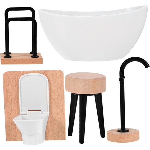 Set 5 pezzi arredo bagno in miniatura per casa delle bambole scala 1:12 LRXIYODE
