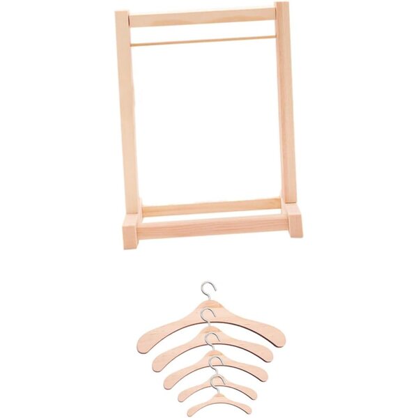 VICASKY Set mit 5 Kleiderbügeln aus Holz für Puppen unterschiedlicher Größe, widerstandsfähig und glatt