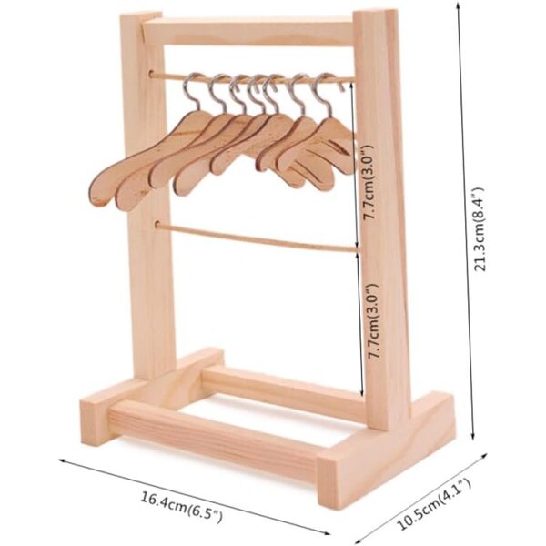 VICASKY Set 5 Appendiabiti in Legno per Bambole di Diverse Misure, Resistenti e Lisci