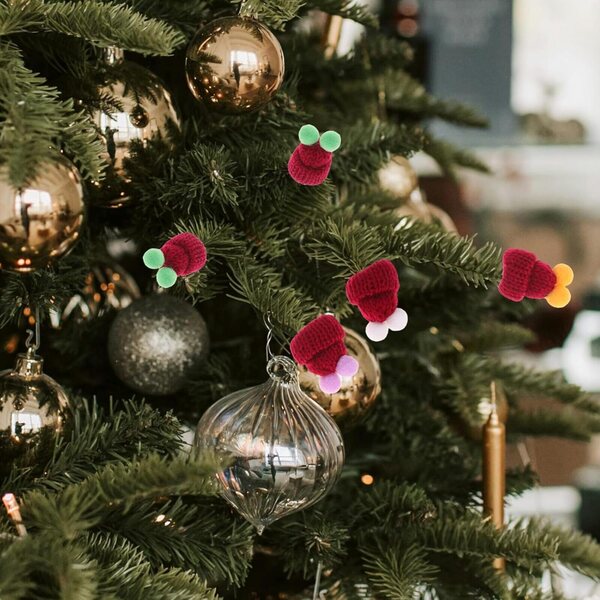 Los mit 50 Mini-Mützen aus roter Wolle für Weihnachtsdekorationen und kreative Heimwerker-Hobbys