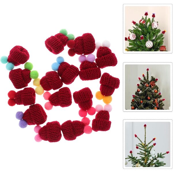 Los mit 50 Mini-Mützen aus roter Wolle für Weihnachtsdekorationen und kreative Heimwerker-Hobbys