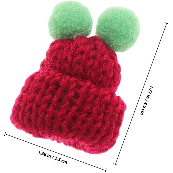 50 Mini Bonnet de Noël en Laine Rouge Foncé per Bricolage e Decorazioni Festive