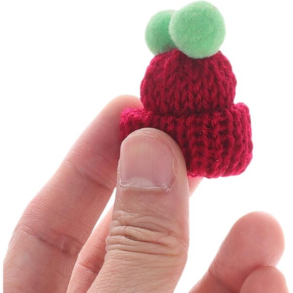50 Mini Bonnet de Noël en Laine Rouge Foncé per Bricolage e Decorazioni Festive