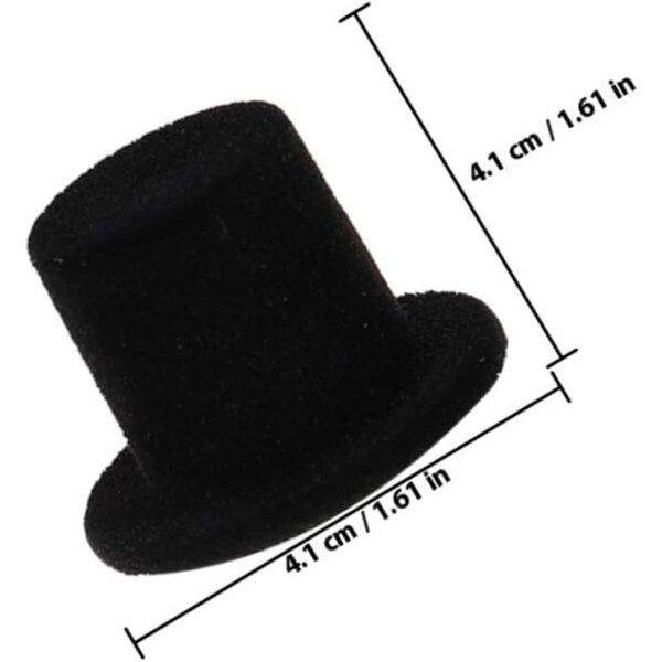 Set 20 Mini Cappelli a Cilindro in Velluto Nero per Decorazioni Feste e Halloween