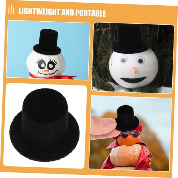Set 20 Mini Cappelli a Cilindro in Velluto Nero per Decorazioni Feste e Halloween
