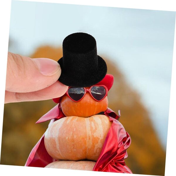 Set 20 Mini Cappelli a Cilindro in Velluto Nero per Decorazioni Feste e Halloween