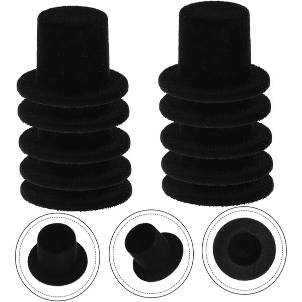 Set 20 Mini Cappelli a Cilindro in Velluto Nero per Decorazioni Feste e Halloween
