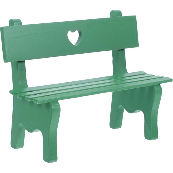 ORFOFE Mini Panca da Giardino in Legno Verde con Motivo a Cuore Decorativa