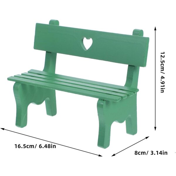 ORFOFE Mini Panca da Giardino in Legno Verde con Motivo a Cuore Decorativa
