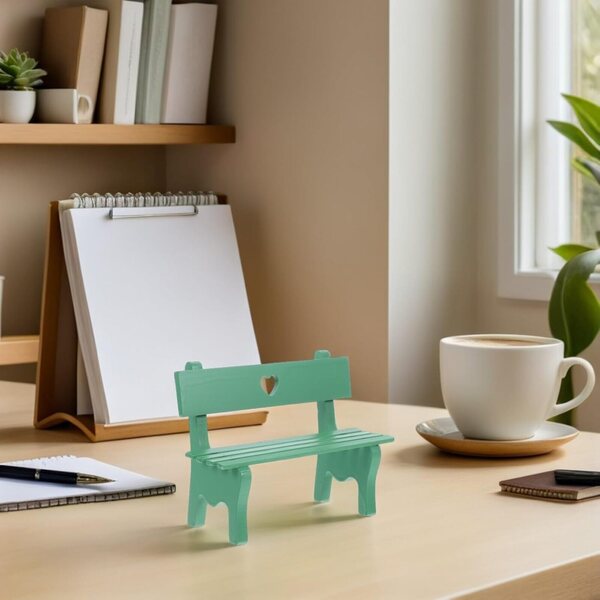 ORFOFE Mini Panca da Giardino in Legno Verde con Motivo a Cuore Decorativa