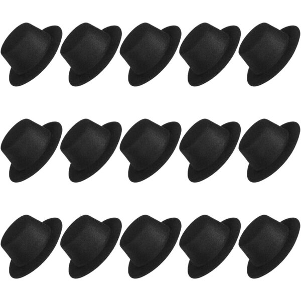 ORFOFE Set 15 Mini Cappelli a Cilindro in Feltro Neri per Decorazioni e Hobby Creativi