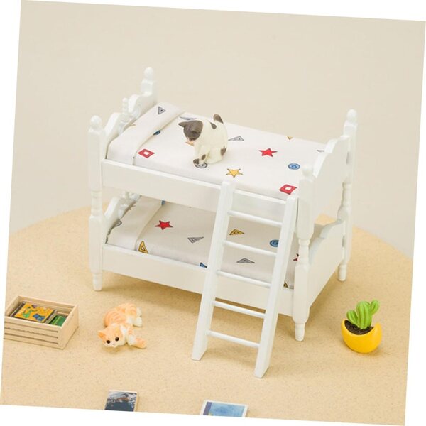 Letto a Castello Miniatura in Legno per Casa delle Bambole, Dettagli Realistici e Leggero