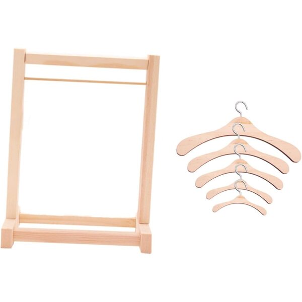 Alasum Set 5 Appendiabiti in Legno per Bambole 20 cm - Organizza Vestiti Cameretta