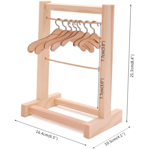 Alasum Set 5 Appendiabiti in Legno per Bambole 20 cm - Organizza Vestiti Cameretta