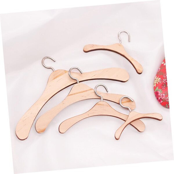 Alasum Set 5 Appendiabiti in Legno per Bambole 20 cm - Organizza Vestiti Cameretta