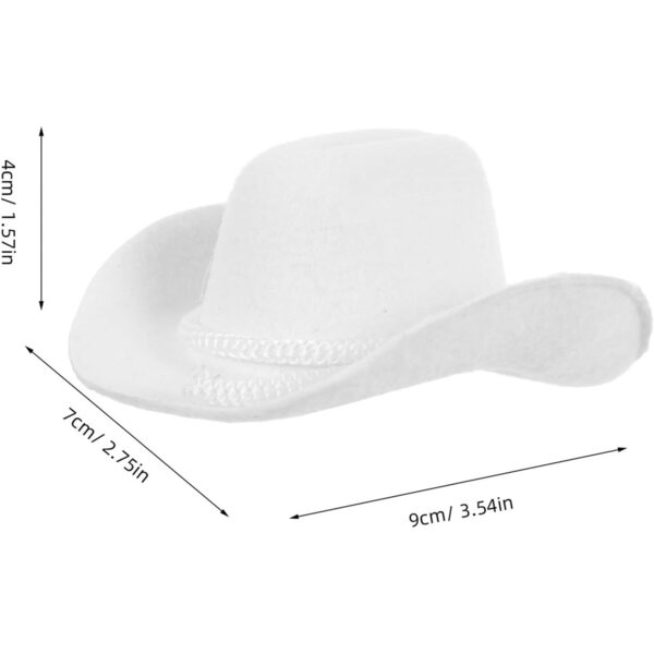 4 Mini Cappelli da Cowboy Bianchi per Bambole - Accessori Creativi e Decorativi