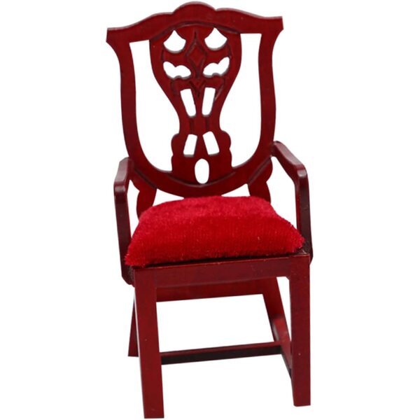 Mini sedia in legno per casa delle bambole - modello vintage rosso, 9,6x4,3x4,1 cm