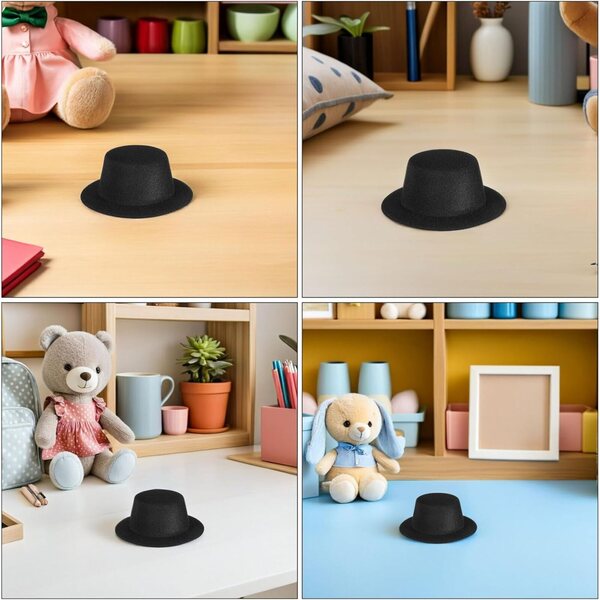 15 Mini Chapeaux Neri in Tessuto per Decorazioni Natalizie e Progetti DIY