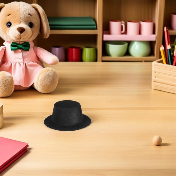 15 Mini Chapeaux Neri in Tessuto per Decorazioni Natalizie e Progetti DIY