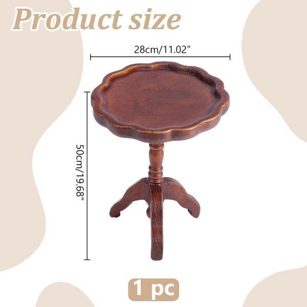 WADORN Mini-Rundholztisch für Puppenhäuser im Maßstab 1:12, Sienna Brown