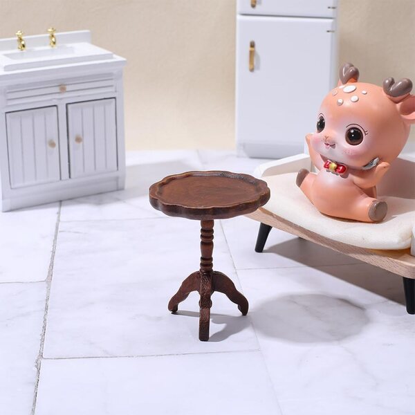 WADORN Mini-Rundholztisch für Puppenhäuser im Maßstab 1:12, Sienna Brown