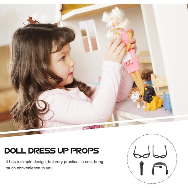 DECHOUS Set Accessori Miniature per bambole: Occhiali Neri e Micro Casco Audio DIY